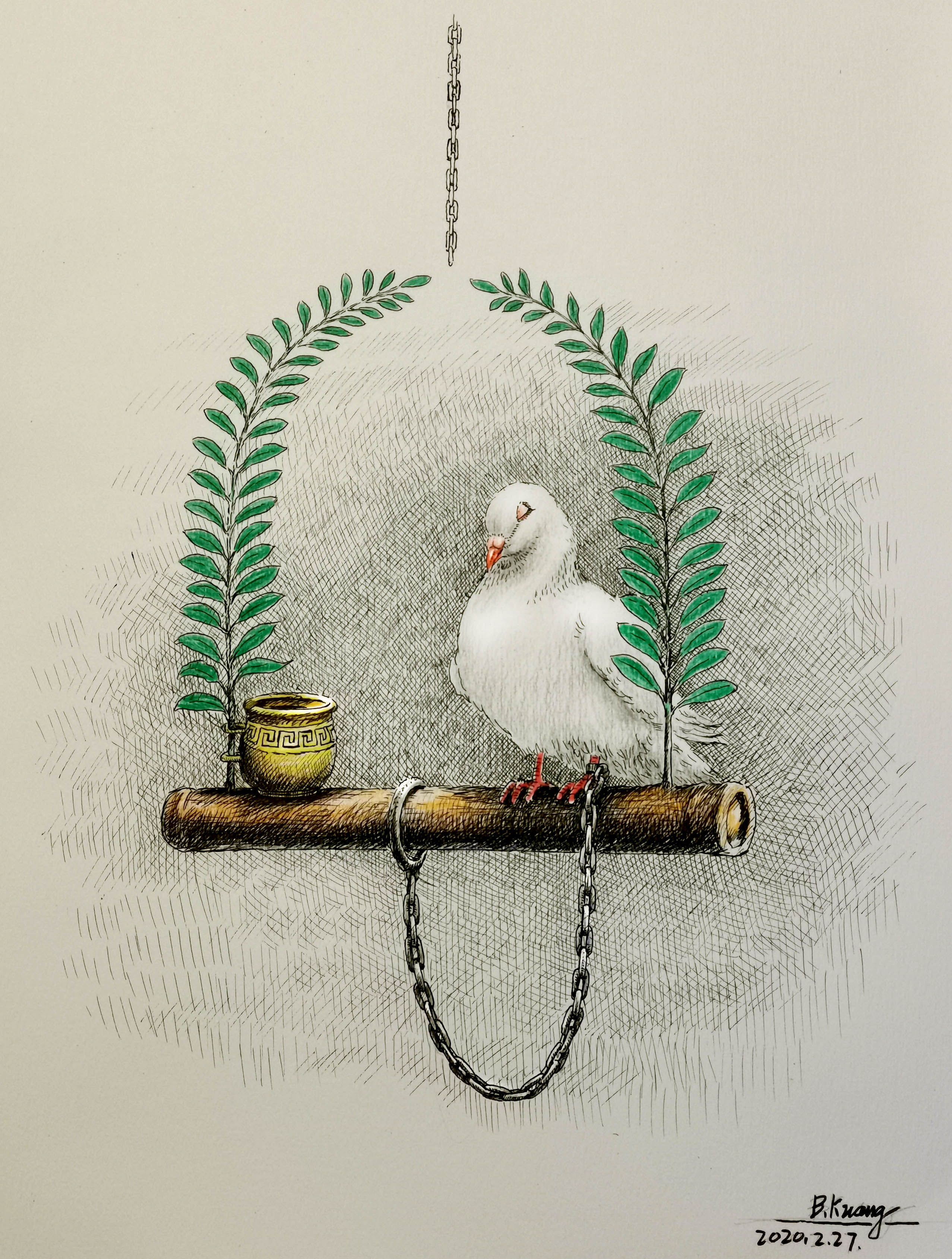 手绘创意和平鸽的5个步骤演示