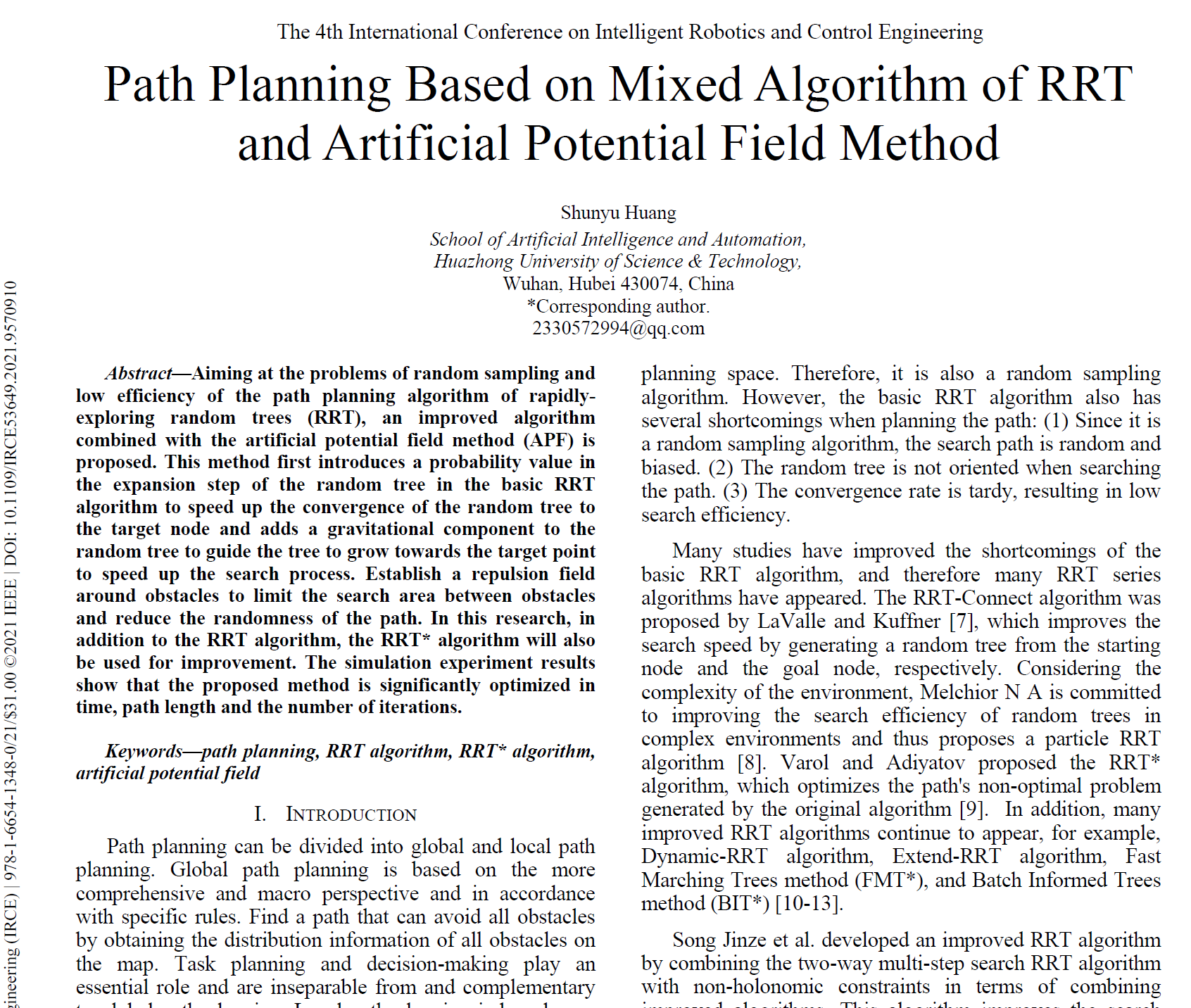 Future Rrt RRT、RRT星、RRT星+APF、RRT+APF四种算法路径规划Matlab程序,有说明文献